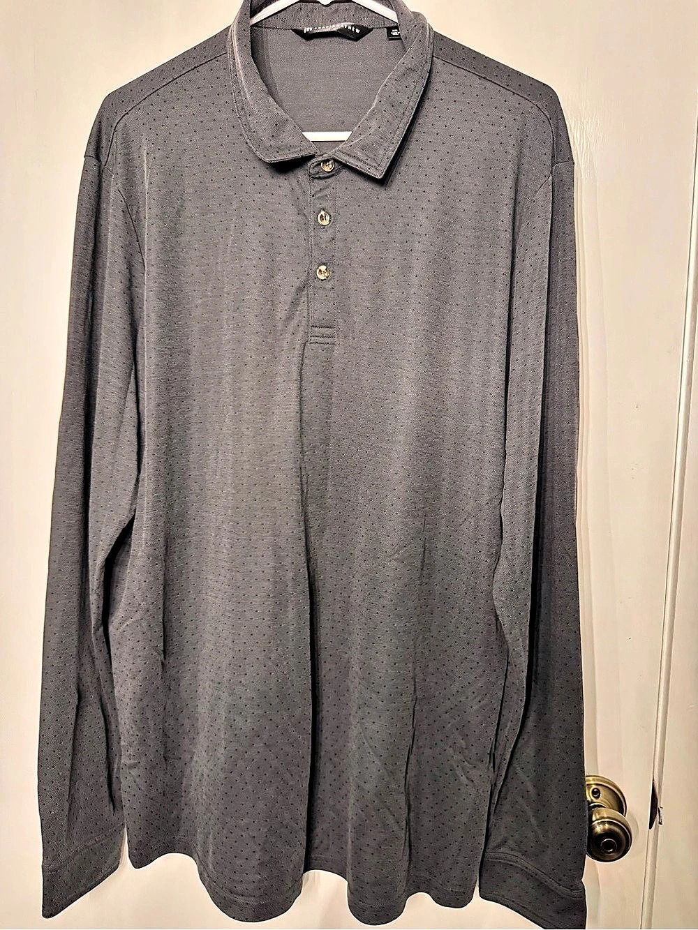 TravisMathew Handsome Town Long Sleeve Polo Men's Gray XXL